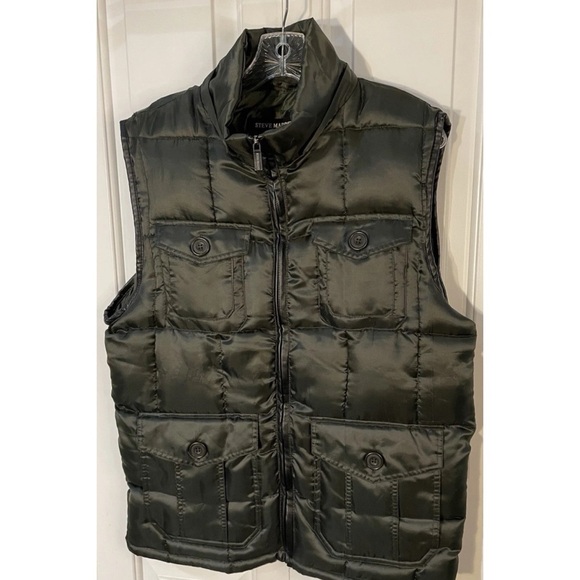 Steve Madden Womens Size Medium Sleeveless Puffer Vest Dark Olive Green - Picture 2 of 6